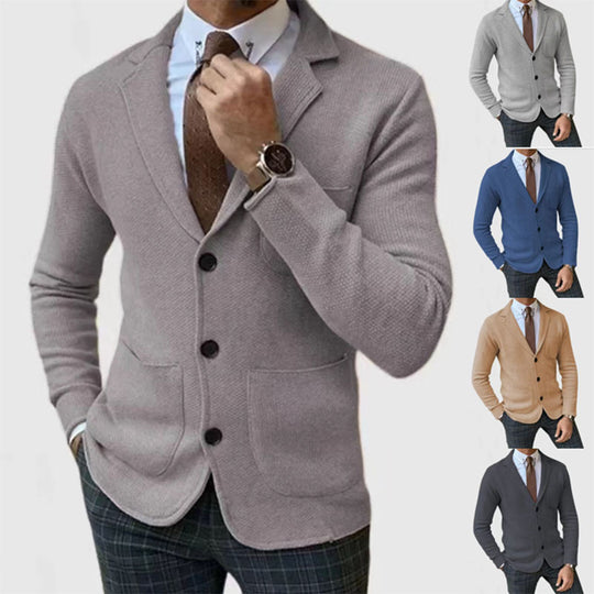 Herren Strickblazerjacke mit hohen Taschen und eleganter Knopfleiste EB