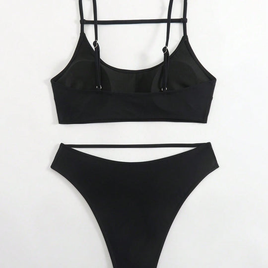 Damen Triangel-Bikini-Set mit innovativem Schnitt und verstellbaren Trägern EB