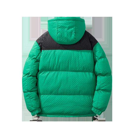 Herren modische Daunenjacke mit Kapuze und kontrastierenden Einsätzen EB