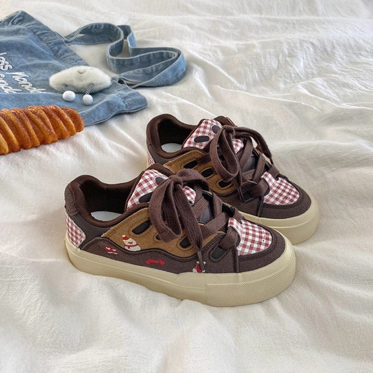 Damen Sportliche Sneaker im lässigen Karomuster mit modernem Design EB