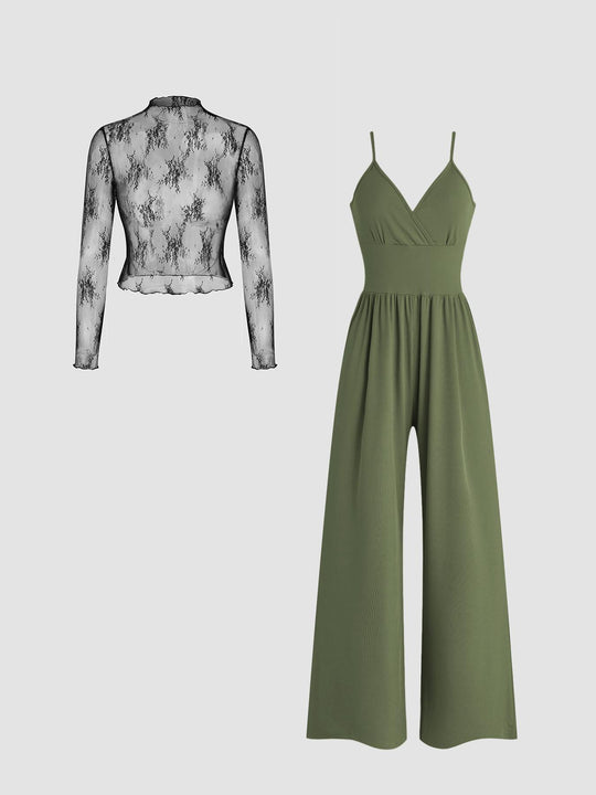 Damen elegantes und figurbetontes Jumpsuit-Set EB