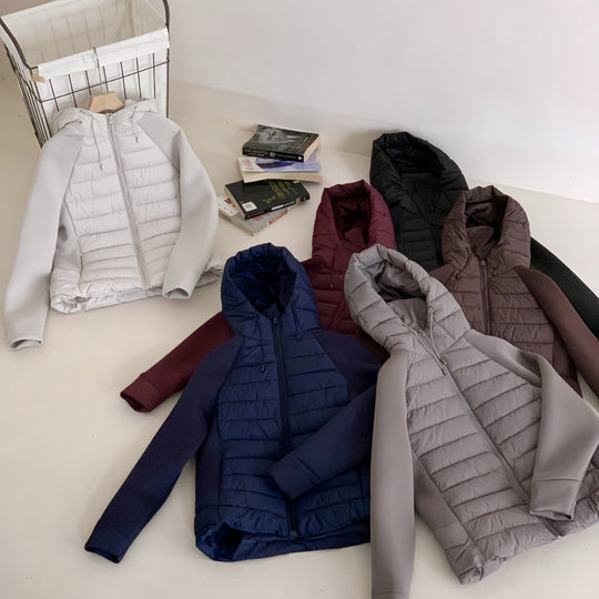 Damen Innovative Hybridjacke mit hohem Kragen und abnehmbarer Kapuze EB