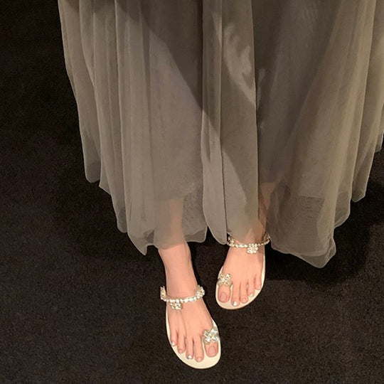 Damen Glamouröse Slippers mit funkelnden Strassdetails und komfortabler Sohle EB