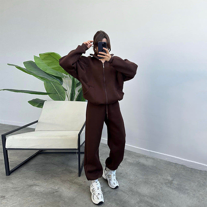 Damen lässiger Zweiteiler mit oversized Hoodie und Jogginghose EB