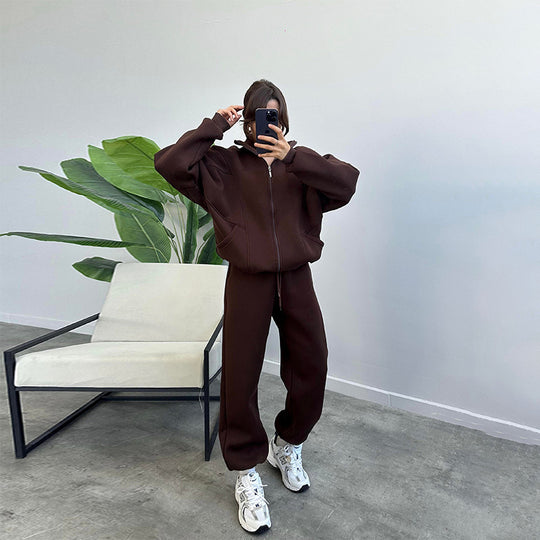 Damen lässiger Zweiteiler mit oversized Hoodie und Jogginghose EB