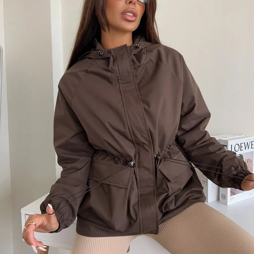 Damen lässige wasserdichte Jacke mit verstellbarem Bund EB