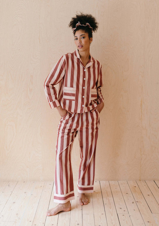 Damen Pyjama-Set mit modischem Streifenmuster EB