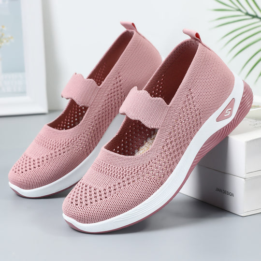 Damen Slip-On Sportschuhe mit elastischem Riemen und atmungsaktivem Obermaterial EB