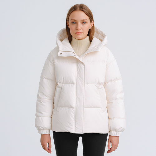 Damen modische Winterjacke mit voluminösen Puffärmeln EB