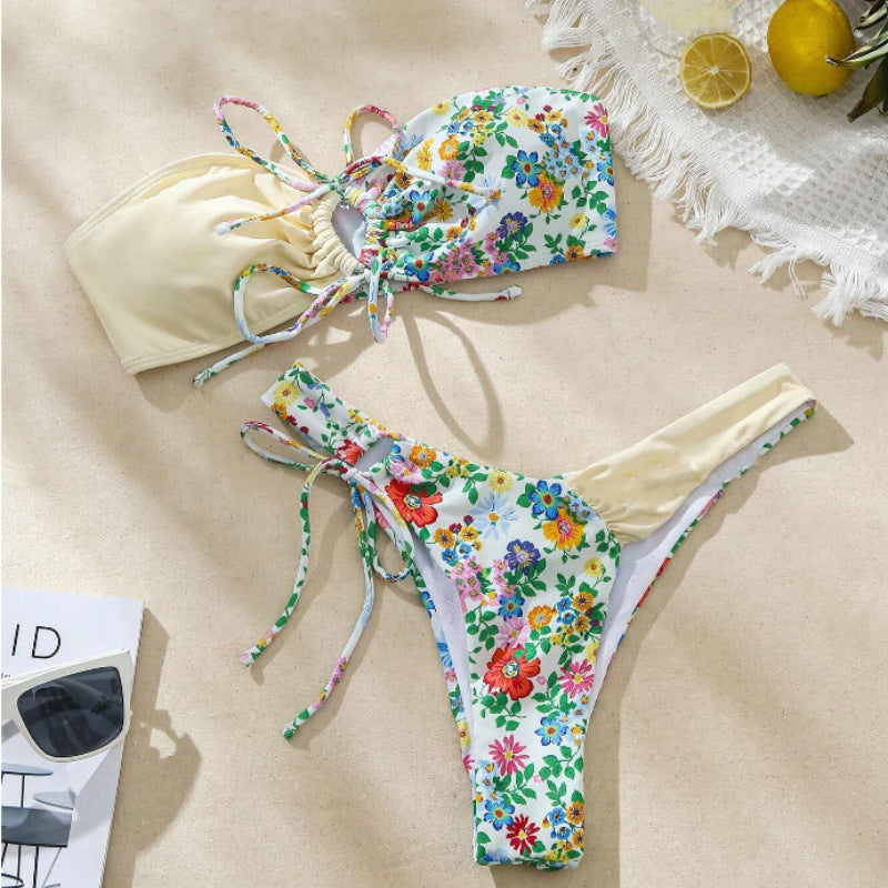 Damen Bandeau-Bikini Set mit floralem Design EB
