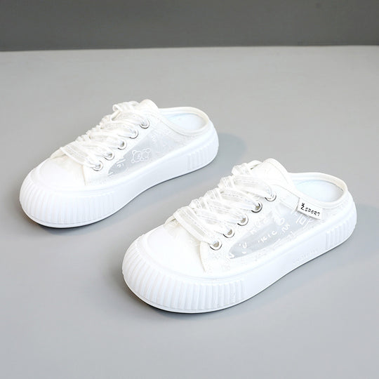 Damen Slip-On Sneakers mit atmungsaktiver Mesh-Oberfläche und elastischen Schnürsenkeln EB
