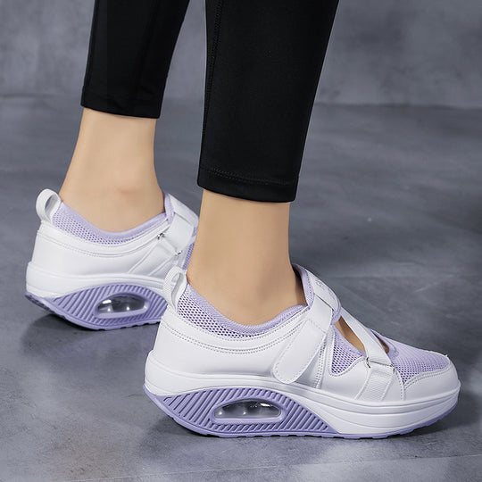 Damen nan stabilisierender Komfort-Sneaker mit luftgepolsterter Keilsohle und Klett-Riemenverschluss EB