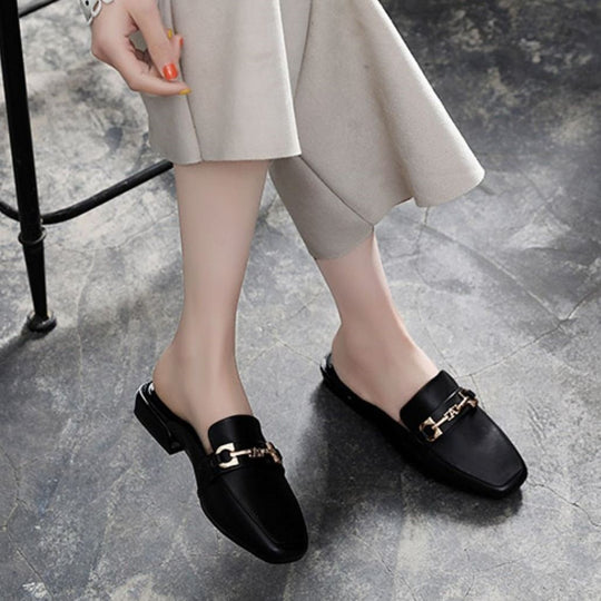 Damen Elegante Loafers mit modischem Kettenverschluss EB