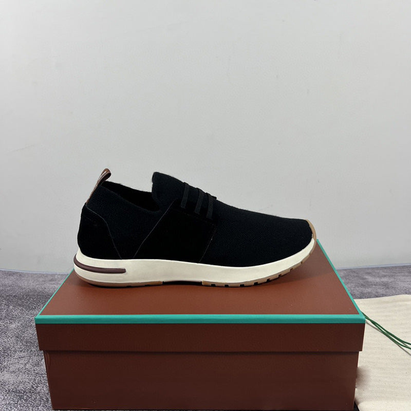 Damen Bequeme Slip-On Sneakers mit elastischer Strickoberfläche und dämpfender Sohle EB