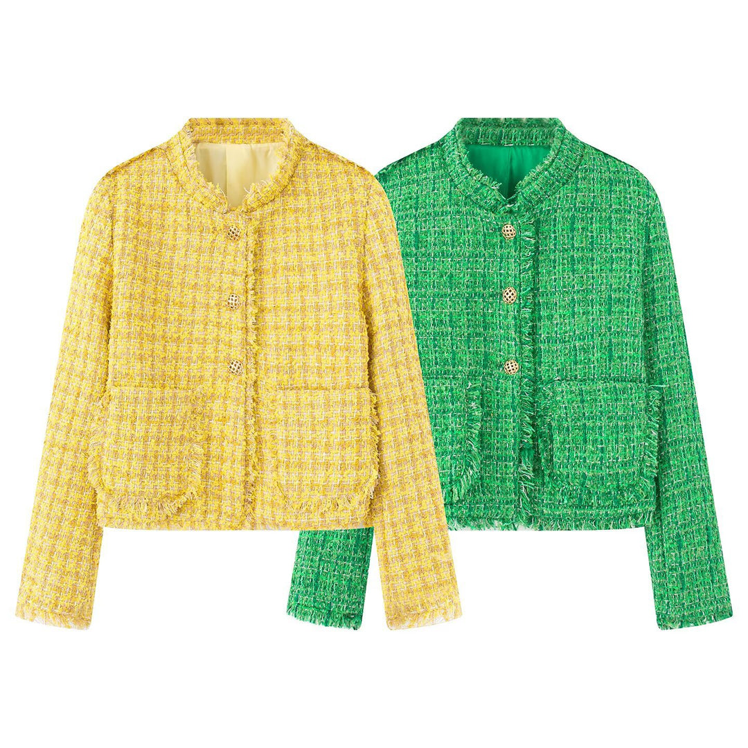 Damen Kurzjacke mit strukturiertem Design und goldenen Knöpfen EB