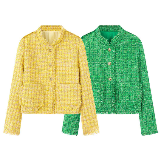 Damen Kurzjacke mit strukturiertem Design und goldenen Knöpfen EB