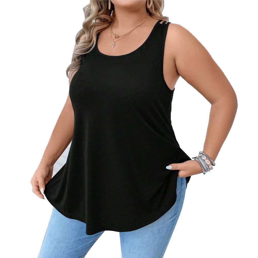 Damen lässiges Tanktop mit dekorativen Trägerdetails und asymmetrischem Saum EB