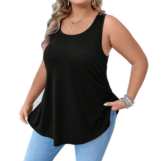 Damen lässiges Tanktop mit dekorativen Trägerdetails und asymmetrischem Saum EB