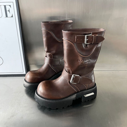 Damen modische Stiefel mit markantem Design und robustem Profil EB