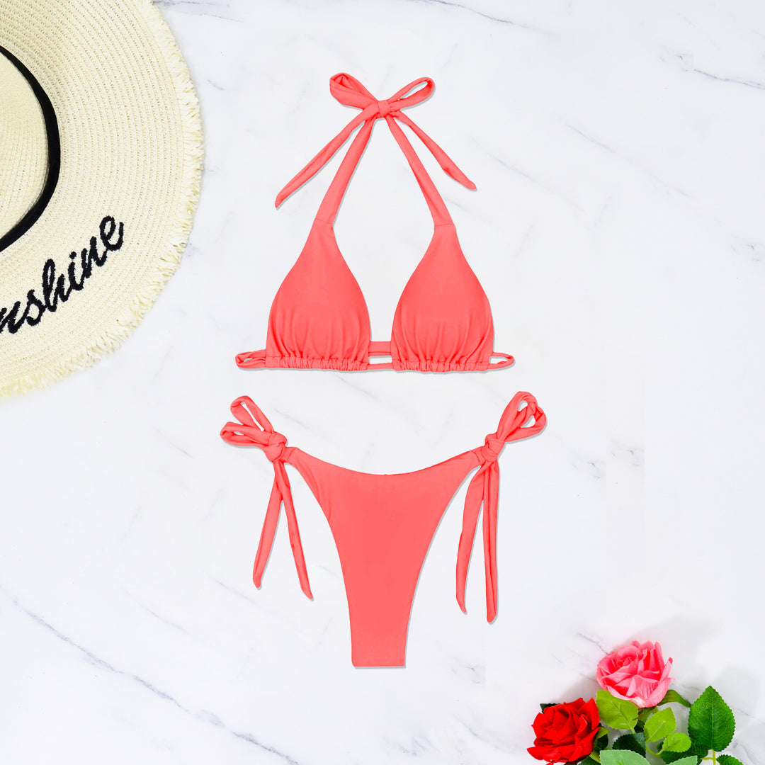 Damen Triangel-Bikini mit raffinierten Bindebändern und hochelastischem Stoff EB