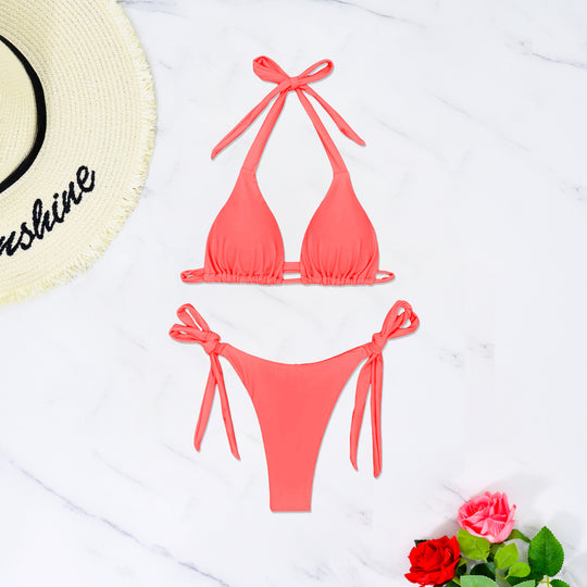 Damen Triangel-Bikini mit raffinierten Bindebändern und hochelastischem Stoff EB