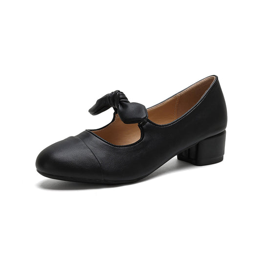 Damen elegante Ballerinas mit dekorativem Schleifenakzent und klassischem Farbblockdesign EB