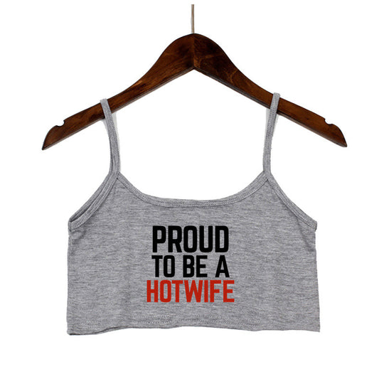 Damen Crop-Top mit modernen Schriftzügen und verstellbaren Trägern EB