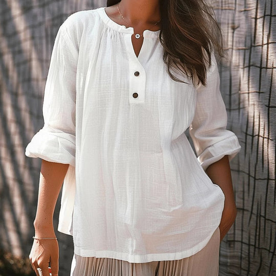 Damen lässige Bluse mit Knopfleiste EB
