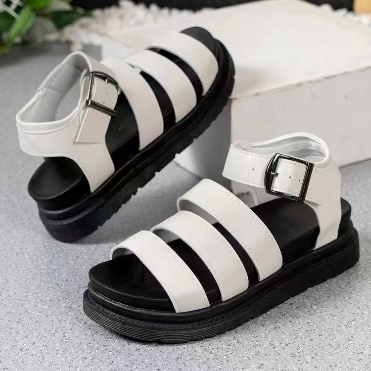 Damen Sportliche Plateau-Sandalen mit verstellbarem Riemendesign EB