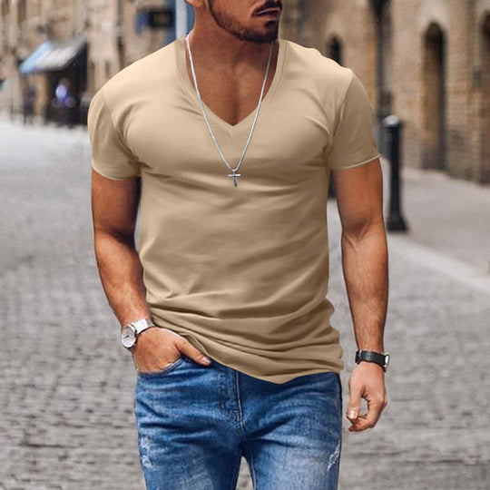 Herren lässiges V-Ausschnitt T-Shirt EB