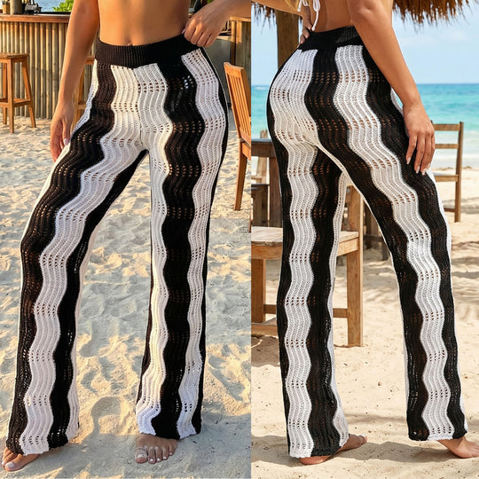 Damen Häkel-Strandhose mit Wellenmuster EB