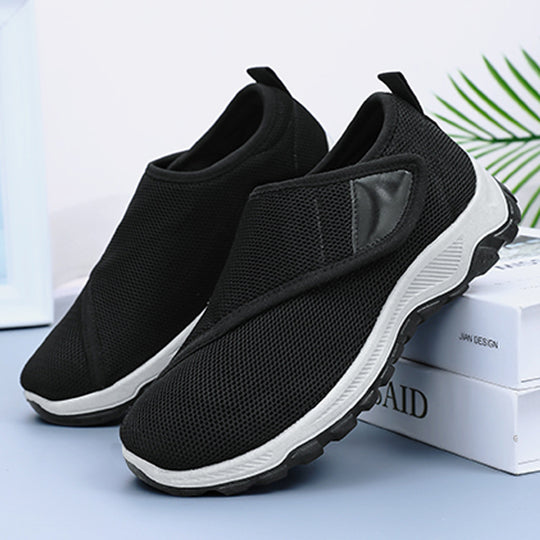 Herren nan atmungsaktiver Slip-On Mesh-Sneaker mit Klettverschluss, gepolsterter Komfortsohle und rutschfester Profilsohle EB