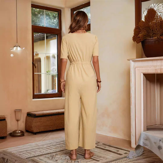 Damen Lässiger Jumpsuit mit hohem Bund und praktischen Taschen EB