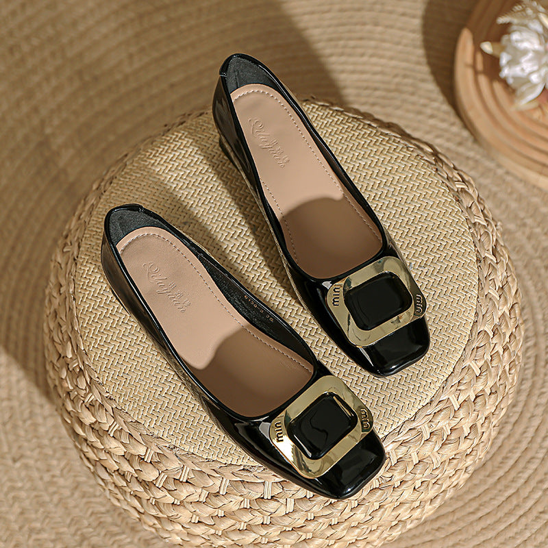 Damen elegante Ballerinas mit glänzender Schnallenapplikation EB