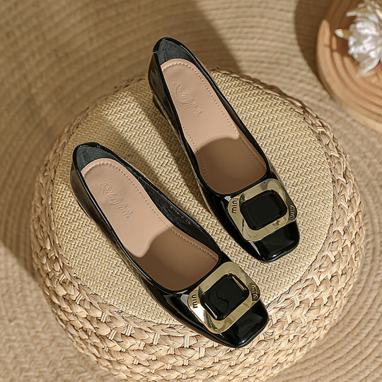 Damen elegante Ballerinas mit glänzender Schnallenapplikation EB
