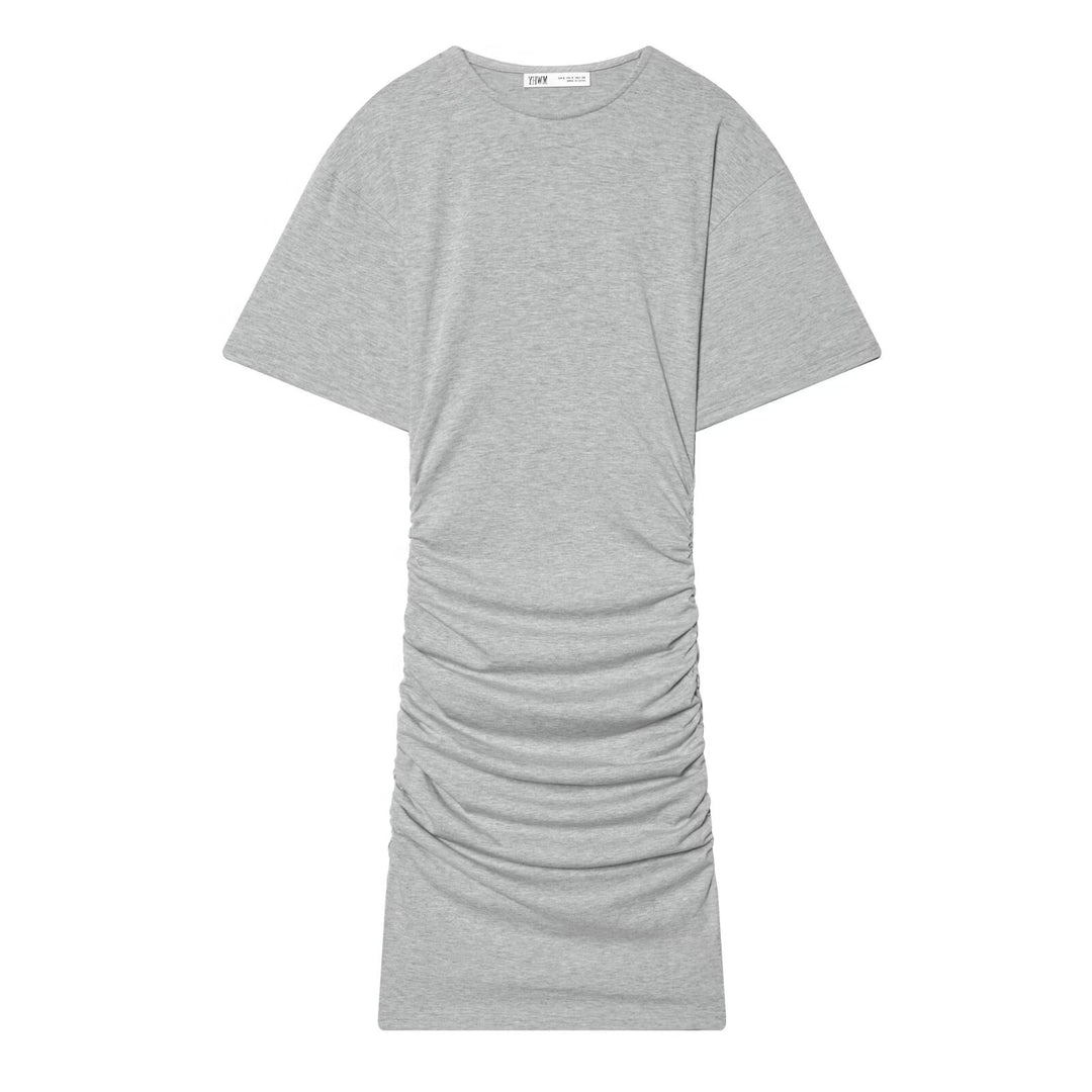 Damen Midikleid mit eleganter Raffung und weitem Kurzarm EB
