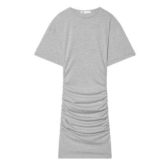 Damen Midikleid mit eleganter Raffung und weitem Kurzarm EB
