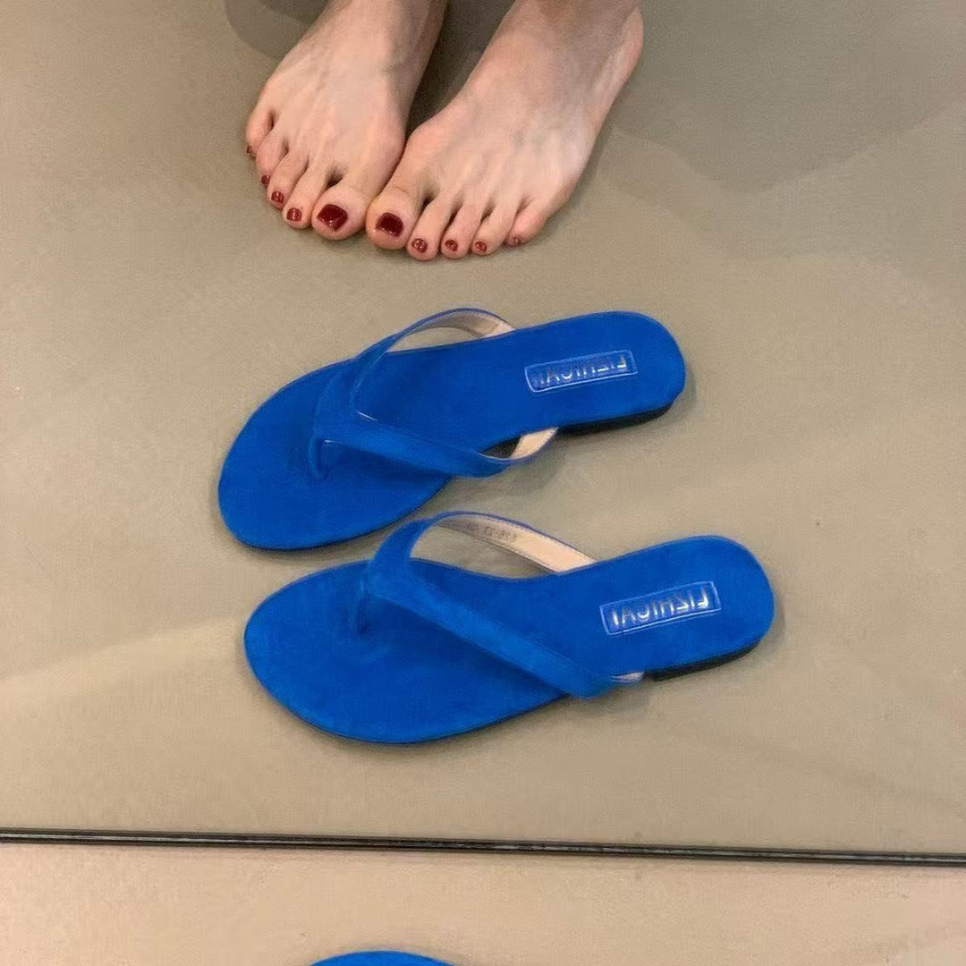 Damen Zehentrenner aus weichem Veloursleder mit ergonomischem Fußbett EB