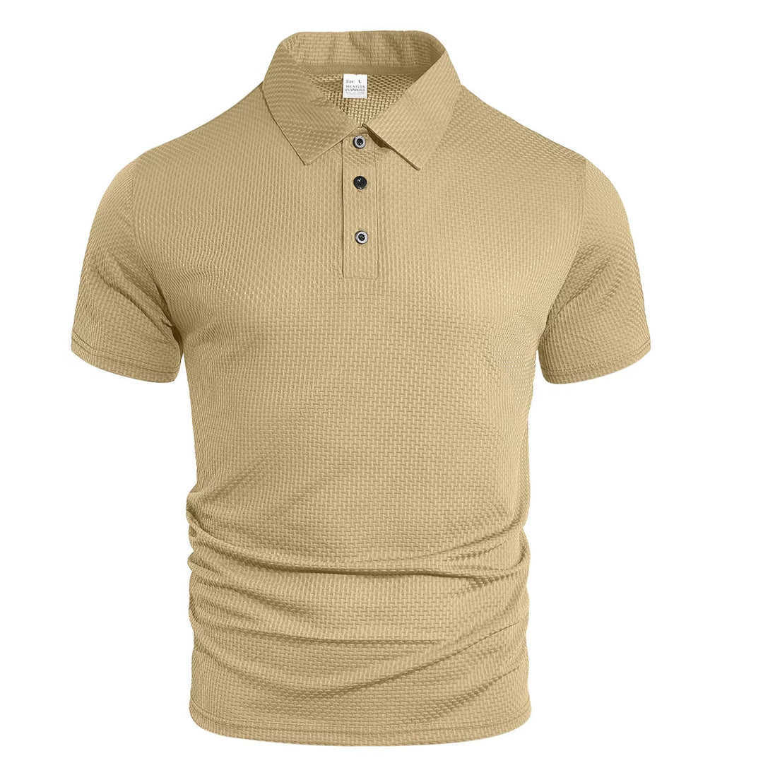 Herren nan strukturiertes Mikrojacquard-Poloshirt mit schlanker Passform und elastischem Komfortstretch EB