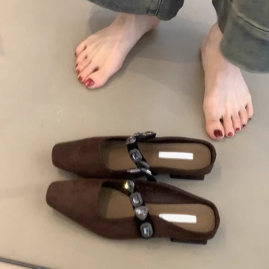 Damen Slingback-Ballerinas mit stilvoller Glitzerverzierung und komfortabler Sohle EB