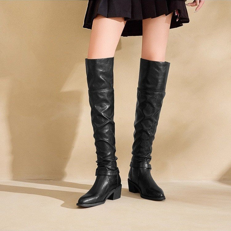 Damen Hochfront-Stiefel mit modischen Details und komfortablem Blockabsatz EB