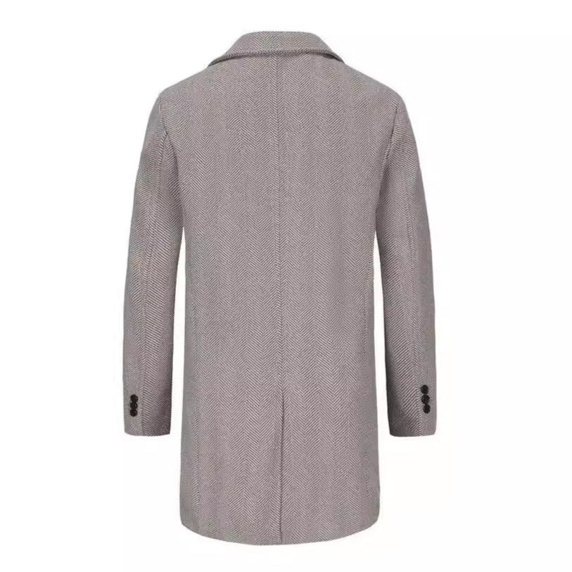Herren eleganter Doppelreiher-Mantel mit strukturiertem Obermaterial EB