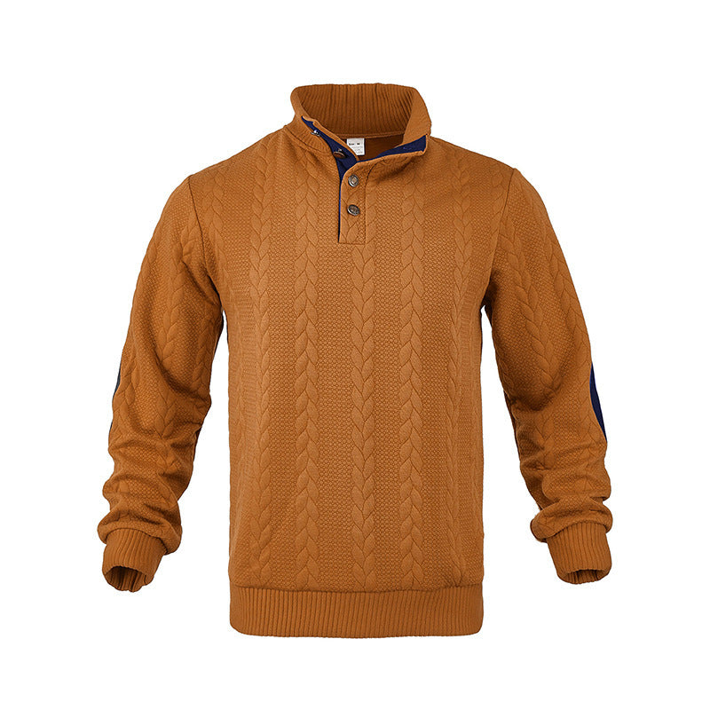 Herren modischer Strickpullover mit Stehkragen und kontrastierenden Akzenten EB