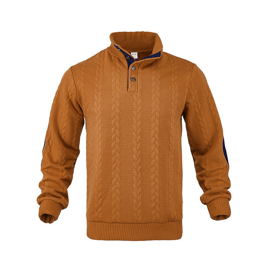 Herren modischer Strickpullover mit Stehkragen und kontrastierenden Akzenten EB