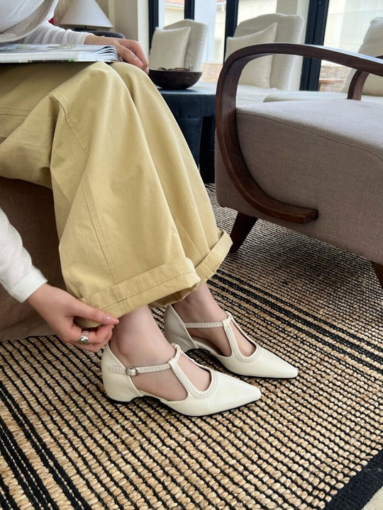 Damen elegante Slingback-Pumps aus hochwertigem Leder mit modischem Design EB