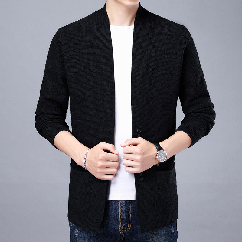 Herren Strickjacke mit lässigem Schalkragen und aufgesetzten Taschen EB
