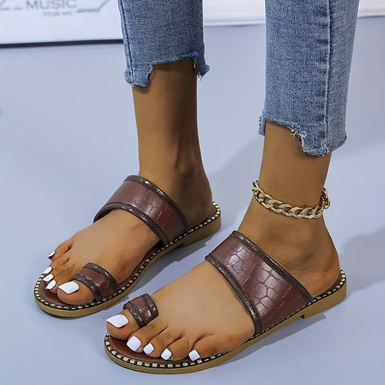 Damen elegante Slide-Sandalen mit luxuriösen goldenen Akzenten EB