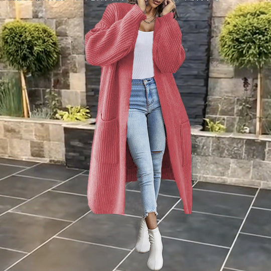 Damen Großer Strickmantel mit tiefen Taschen und lässigem Schnitt EB
