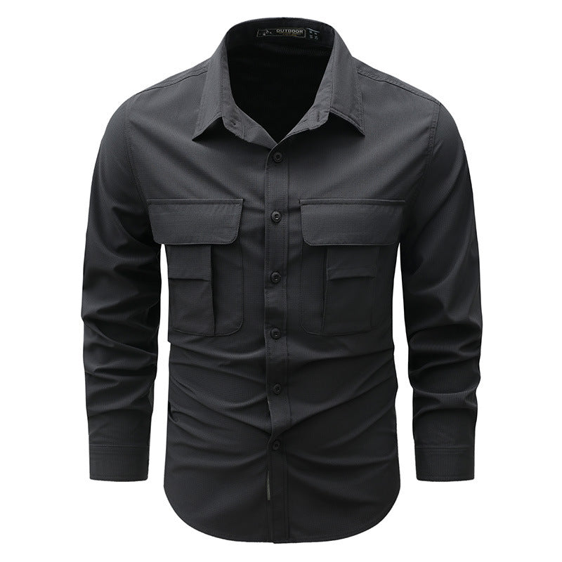Herren nan robustes Outdoor-Utility-Hemd mit verschließbaren Brustklappen und Ripstopgewebe EB