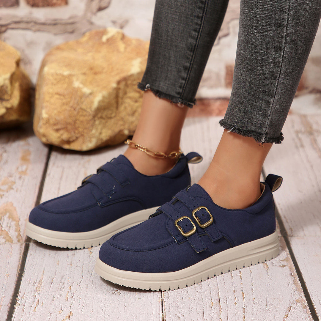 Damen Bequeme Sneakers mit doppeltem Riemendesign EB
